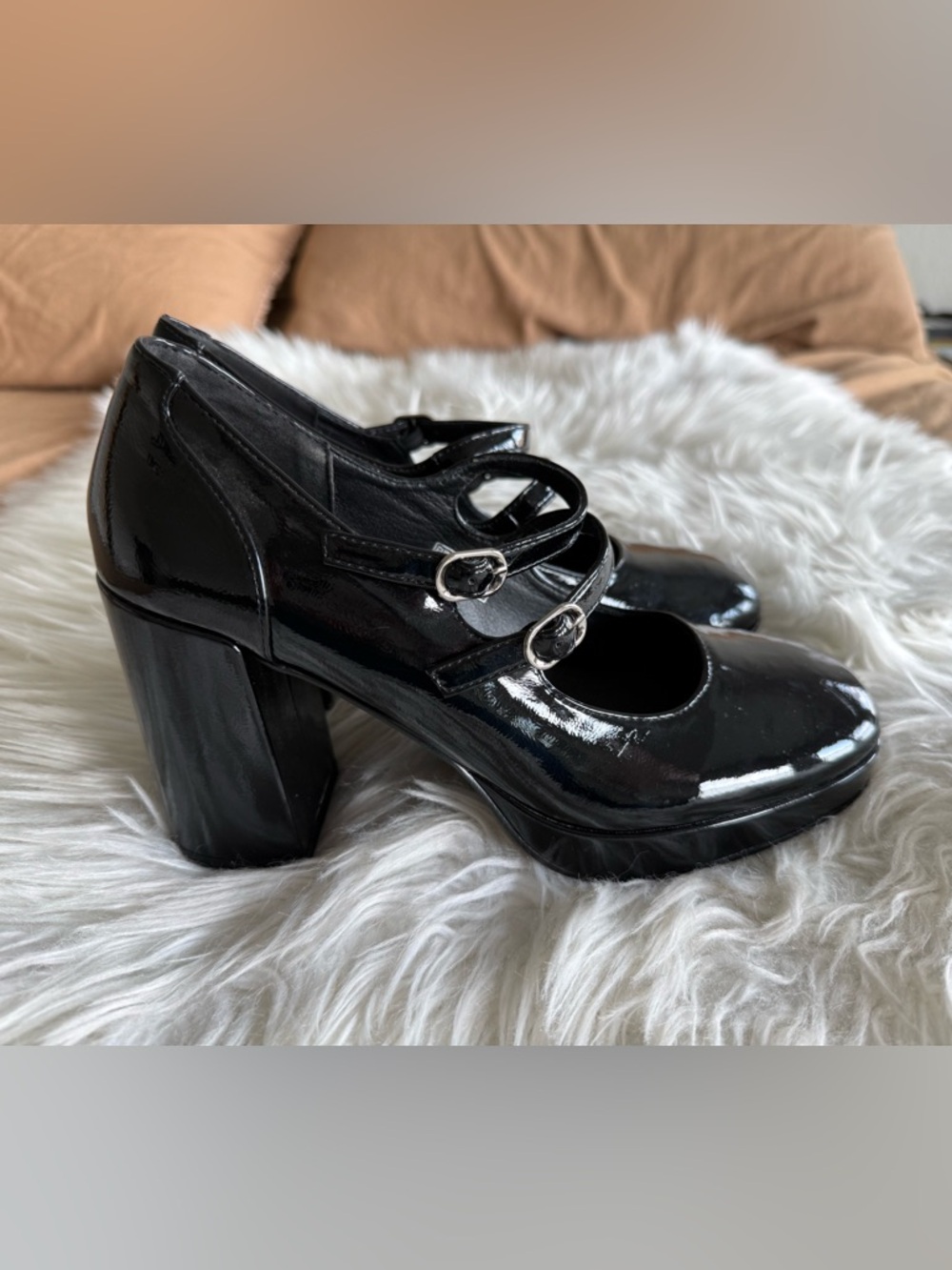 Patent Ulanka Mary Jane Chunky Block Heels